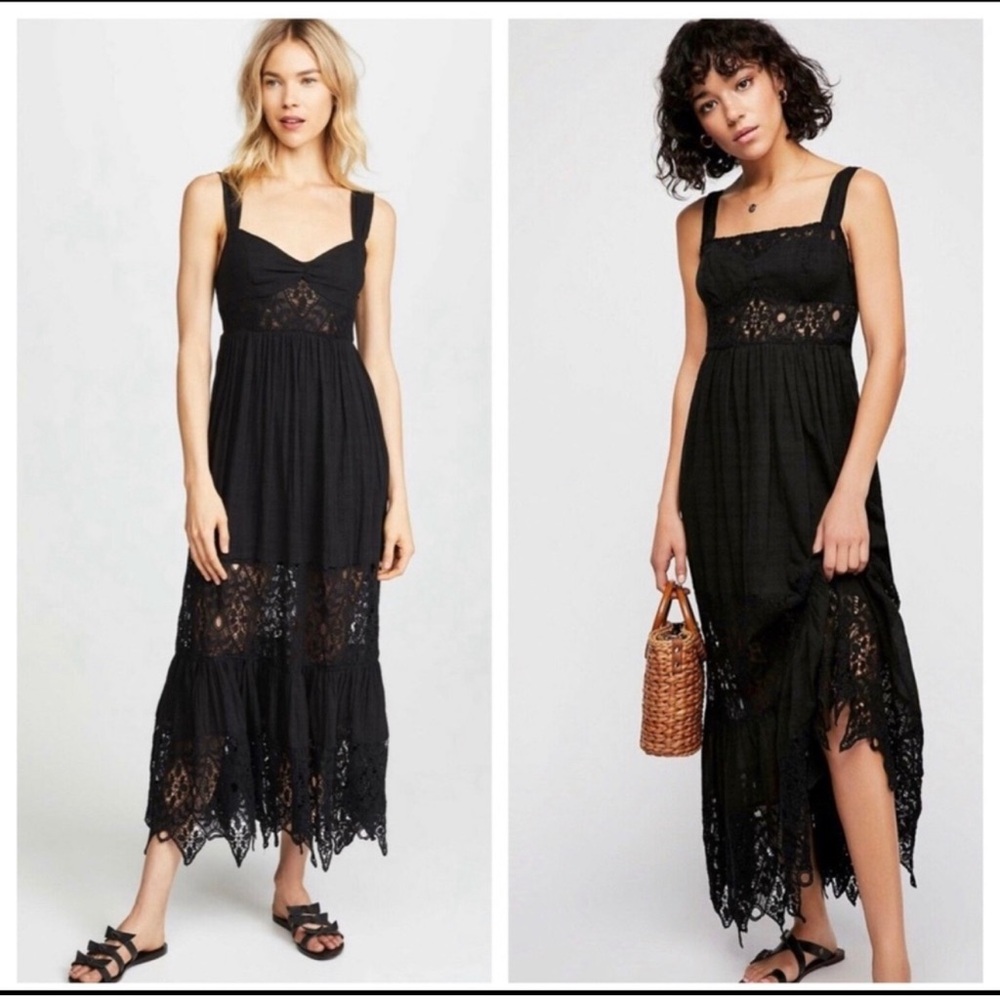 Free People women’s Caught Your Eye black maxi dress, size 8; NWT